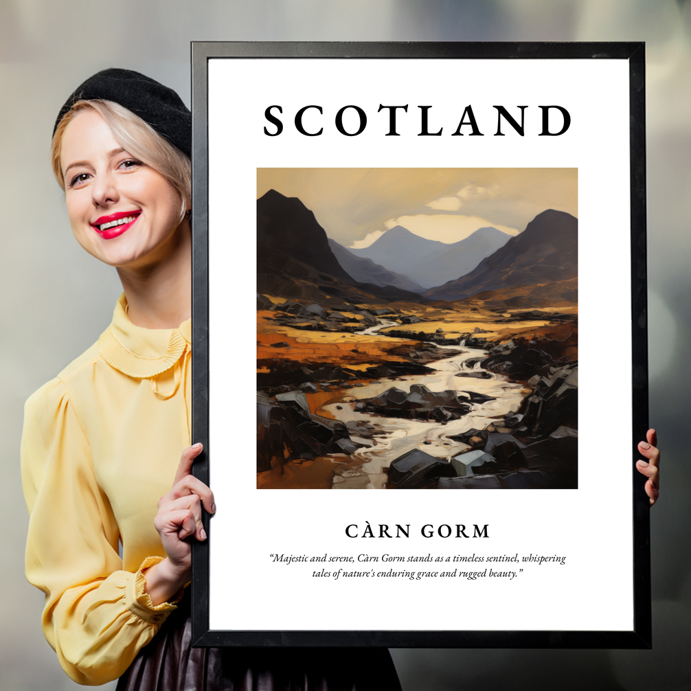 Person holding a poster of Càrn Gorm