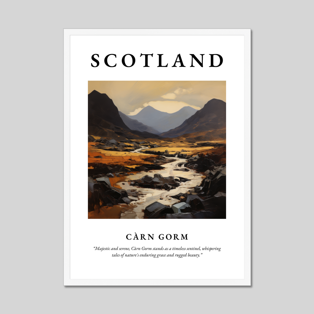 Poster in a white frame with the word Scotland