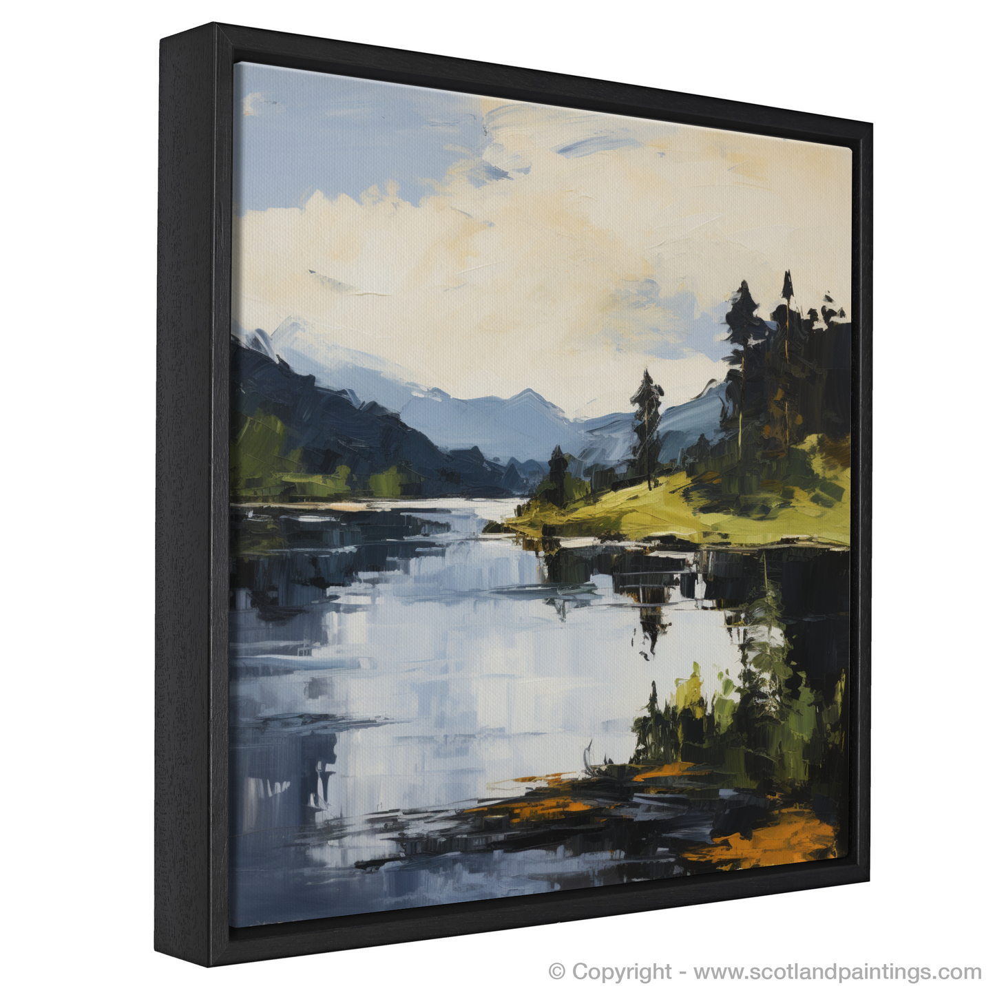 Painting and Art Print of Loch Ard, Stirling in summer entitled "Summer's Embrace at Loch Ard Stirling".