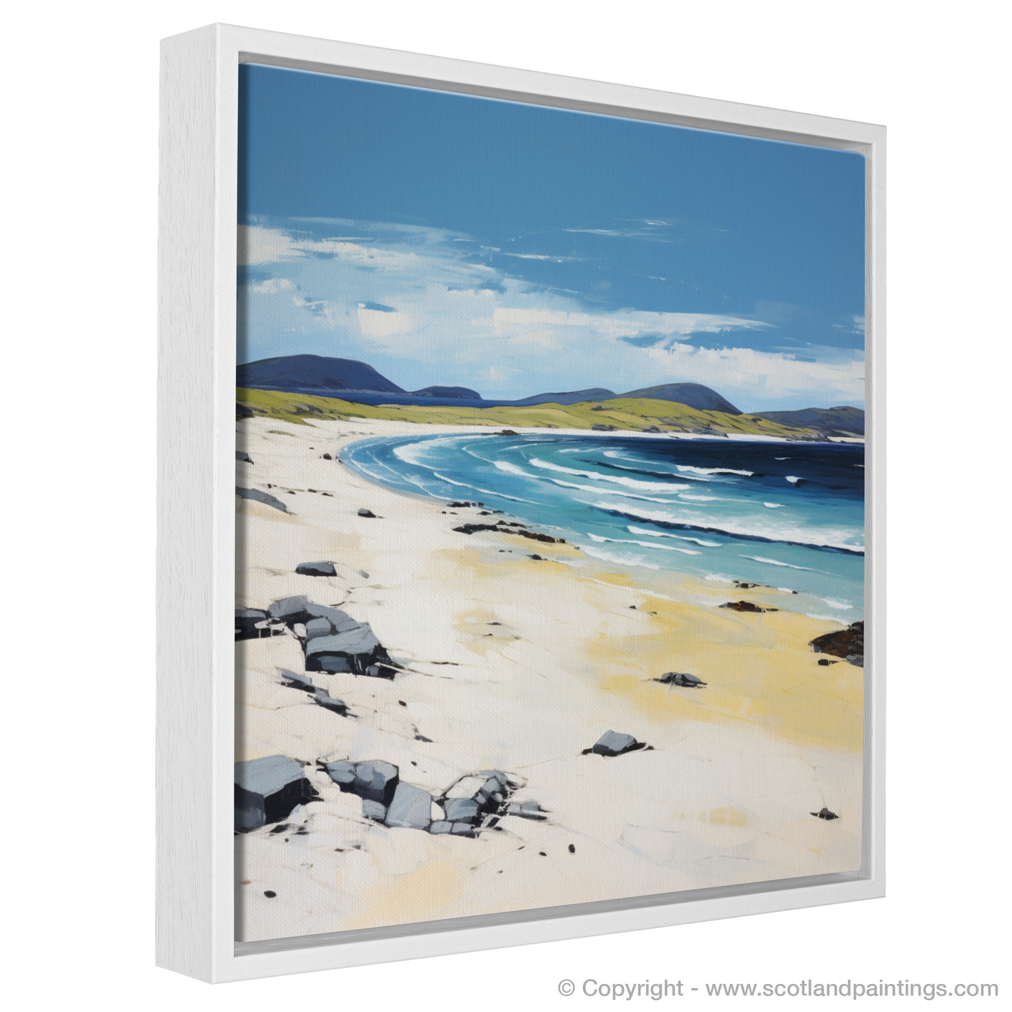 Painting and Art Print of Scarista Beach, Isle of Harris in summer entitled "Summer Splendour at Scarista Beach".