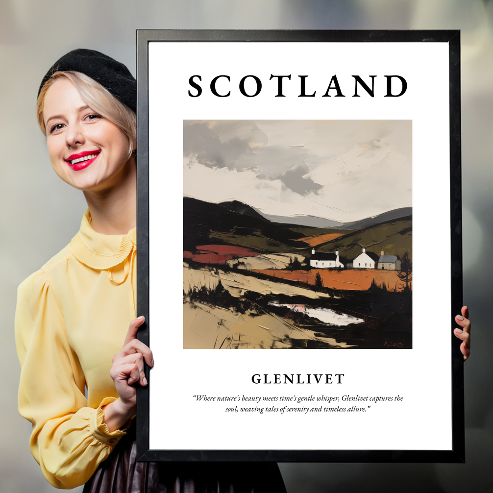 Person holding a poster of Glenlivet