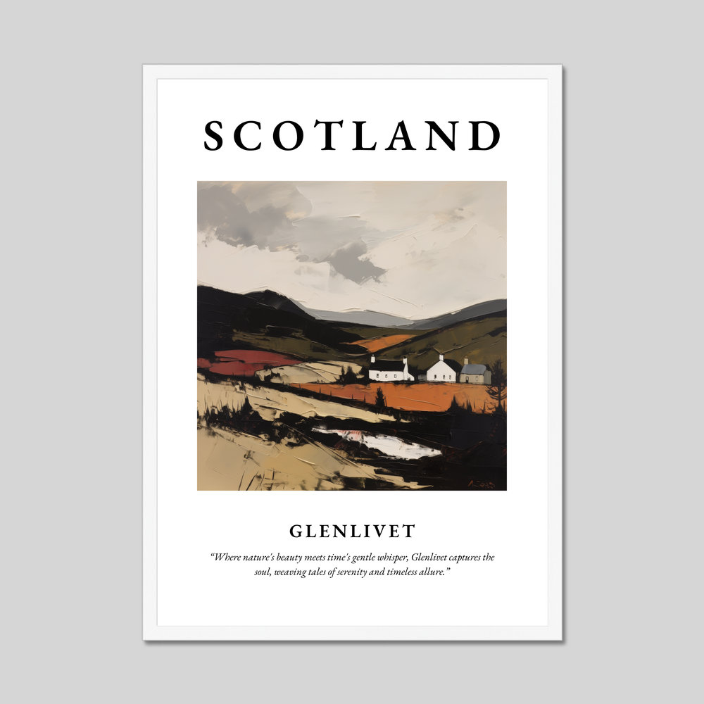 Poster in a white frame with the word Scotland