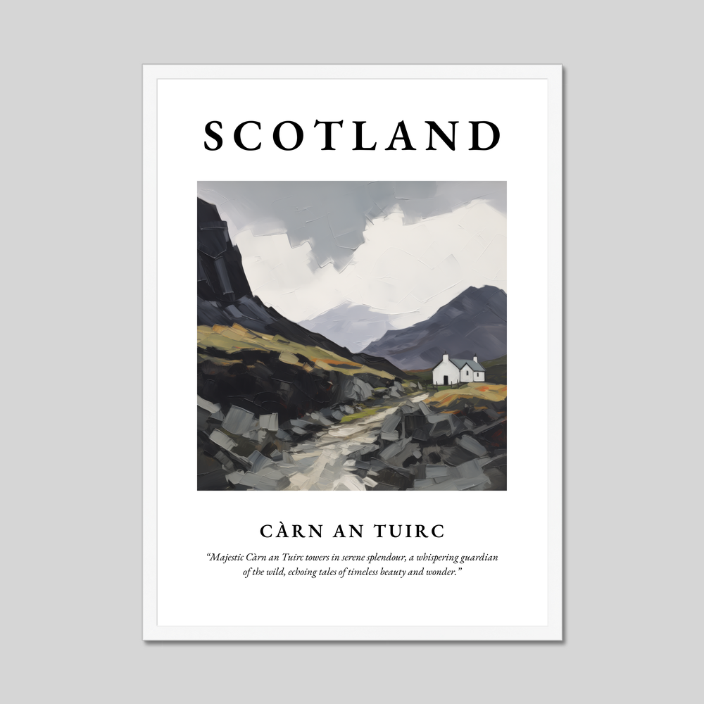 Poster in a white frame with the word Scotland