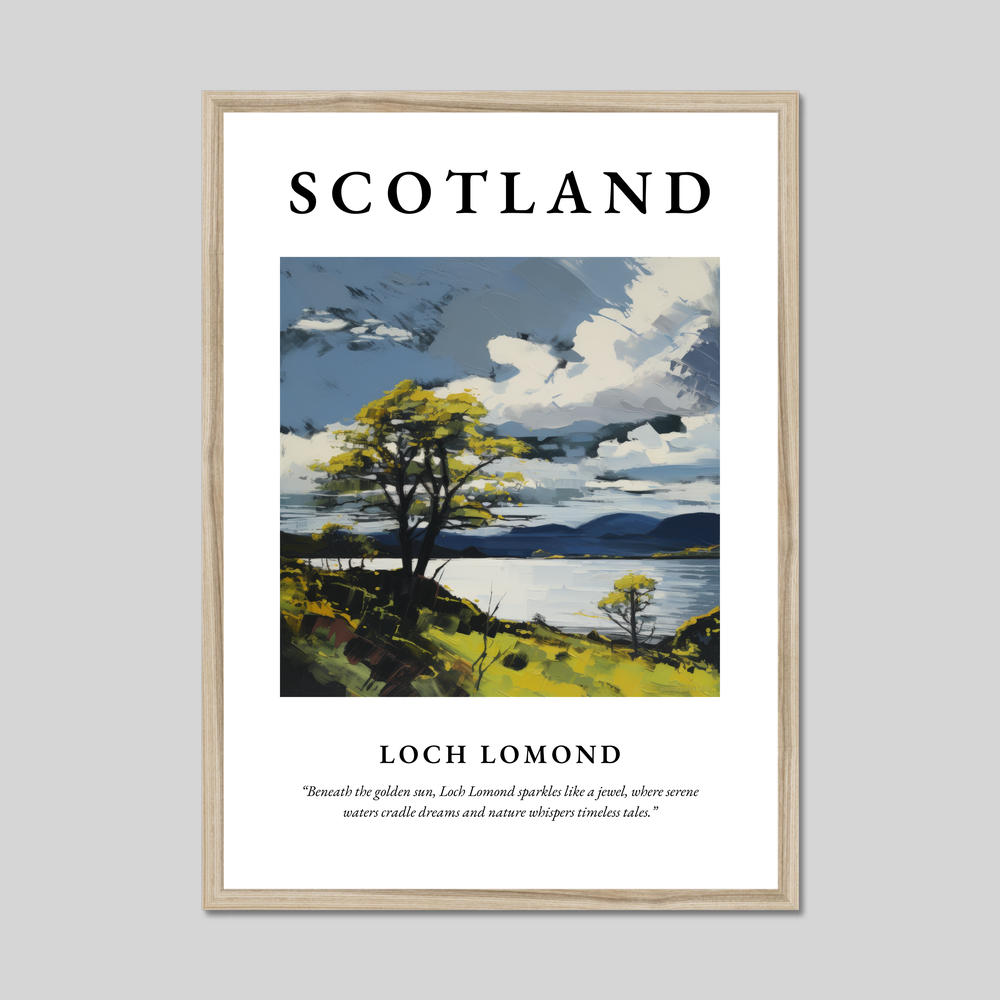 Poster in a natural frame with the word Scotland