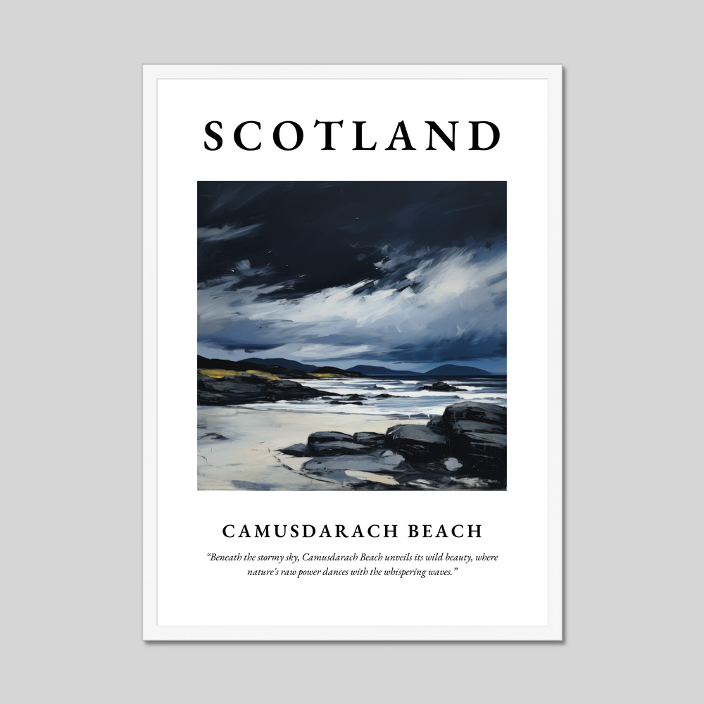 Poster in a white frame with the word Scotland