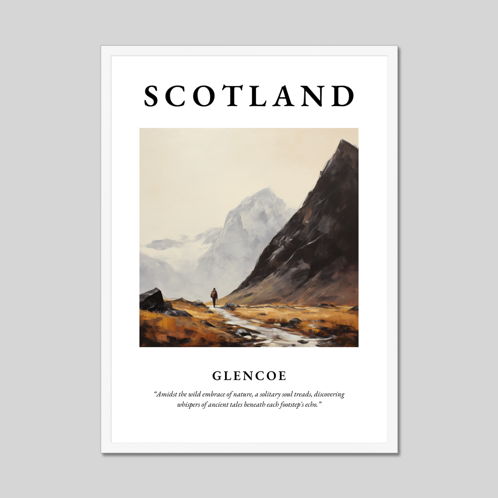 Poster in a white frame with the word Scotland