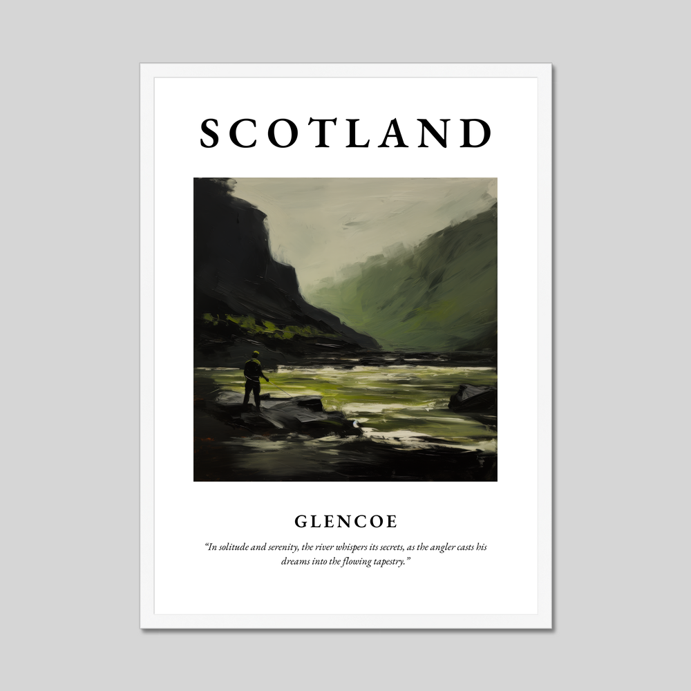 Poster in a white frame with the word Scotland