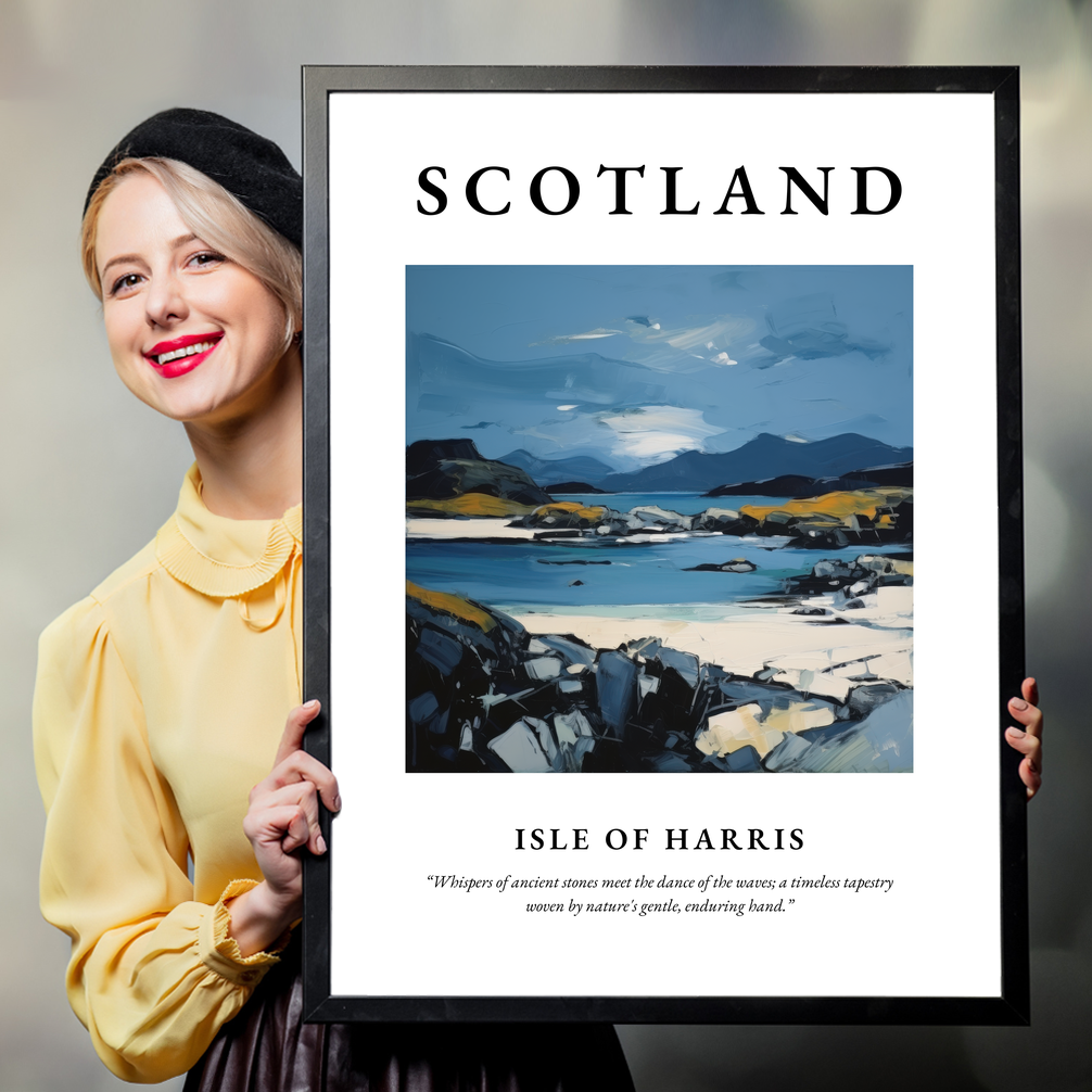 Person holding a poster of Isle of Harris