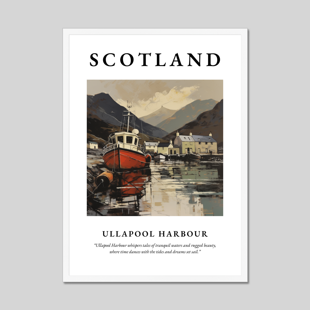 Poster in a white frame with the word Scotland