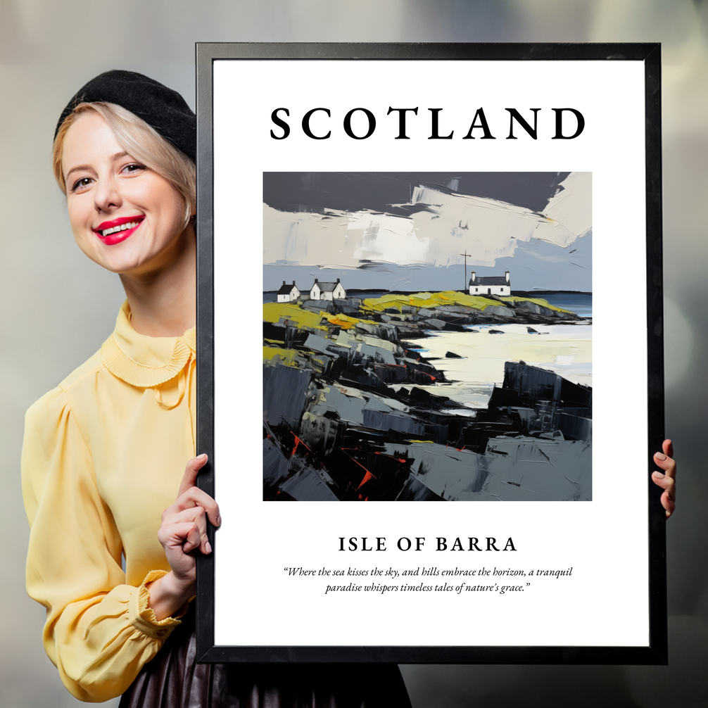 Person holding a poster of Isle of Barra