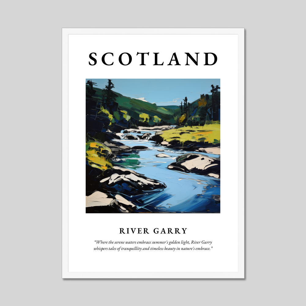 Poster in a white frame with the word Scotland