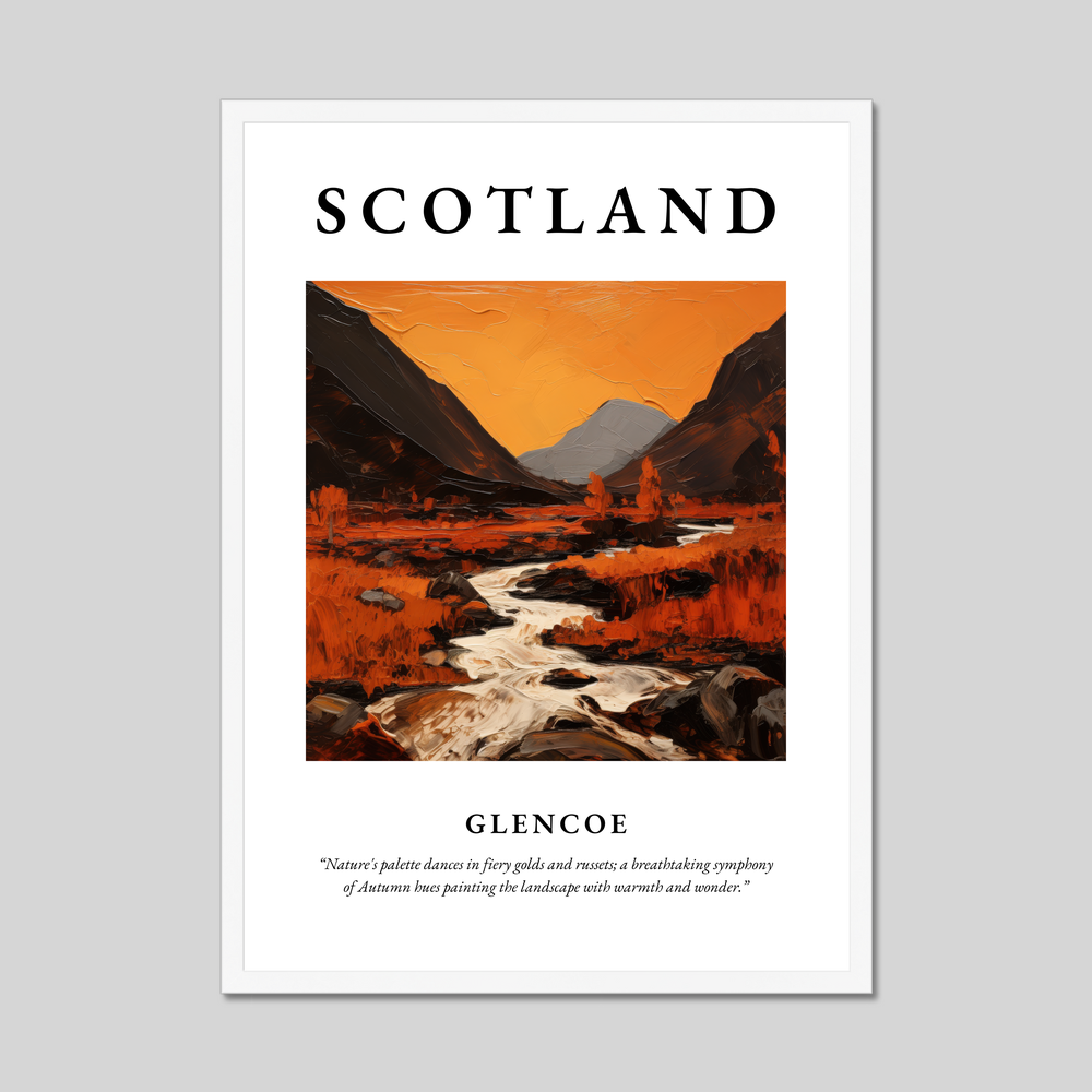 Poster in a white frame with the word Scotland