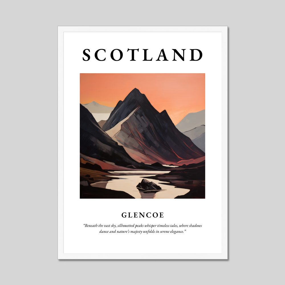 Poster in a white frame with the word Scotland
