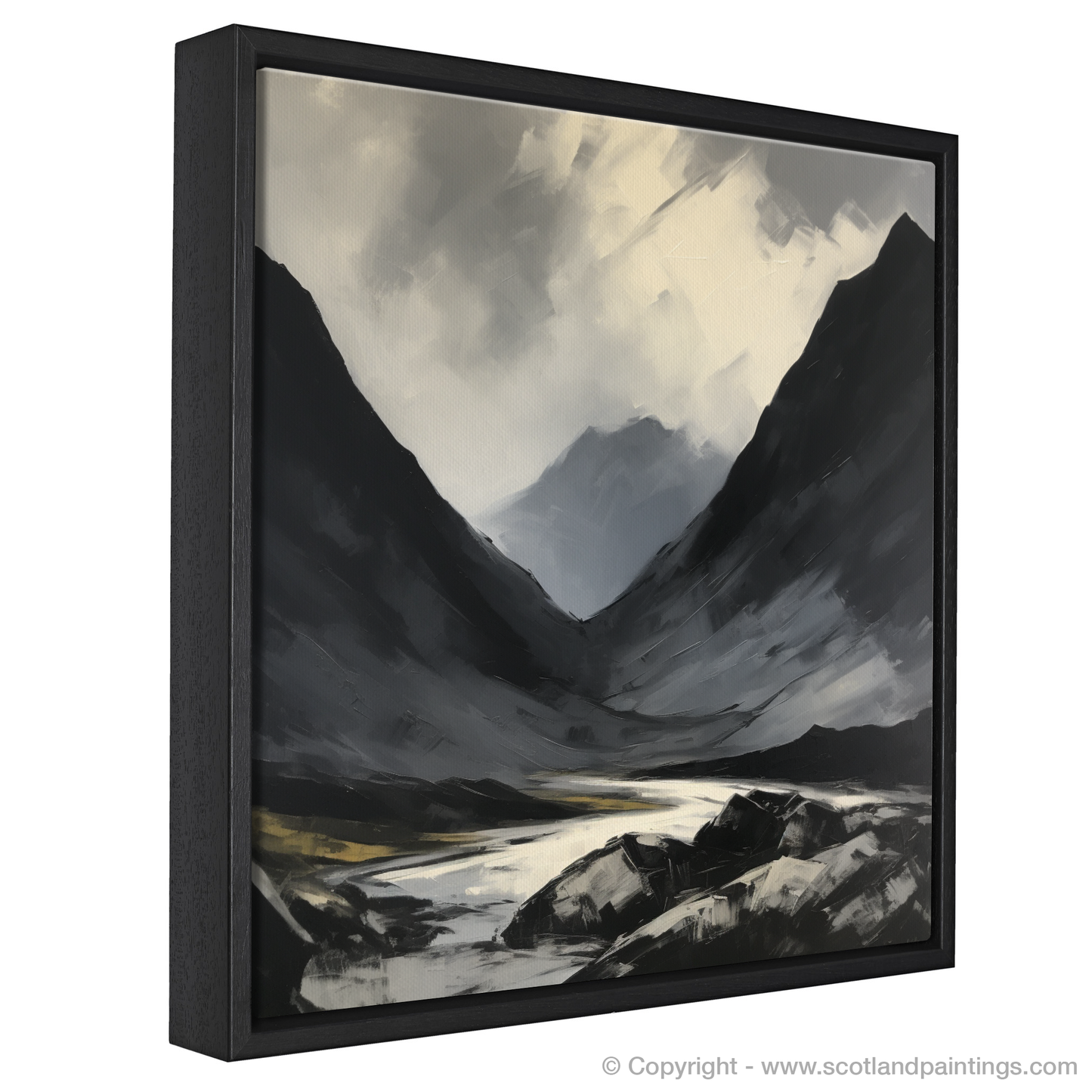 Painting and Art Print of Silhouetted peaks in Glencoe entitled "Silhouetted Peaks of Glencoe: An Expressionist Tribute".