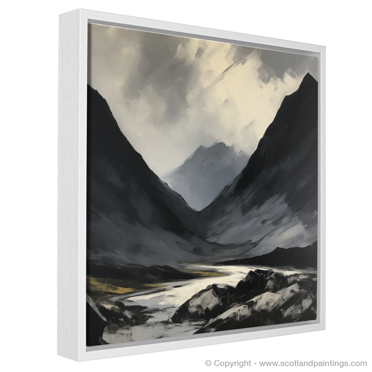 Painting and Art Print of Silhouetted peaks in Glencoe entitled "Silhouetted Peaks of Glencoe: An Expressionist Tribute".