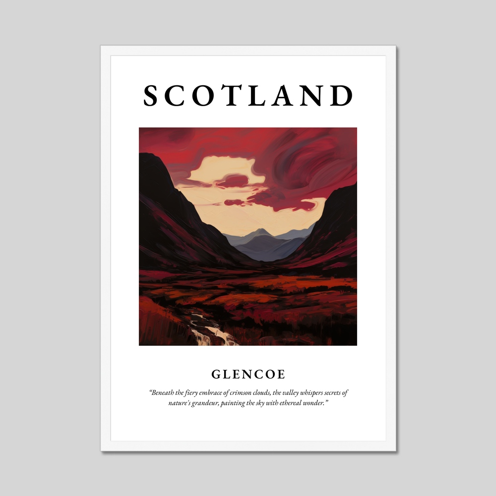 Poster in a white frame with the word Scotland