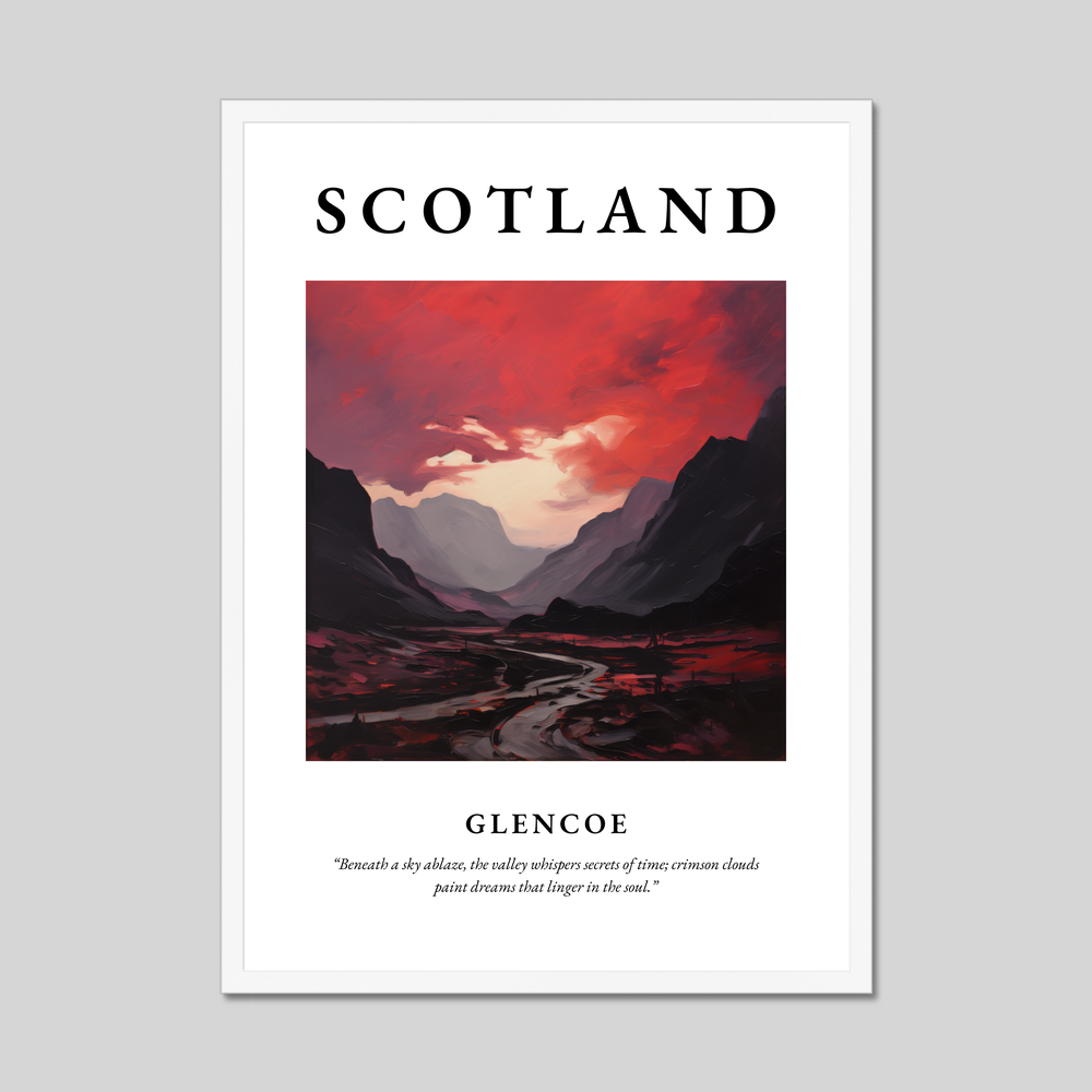 Poster in a white frame with the word Scotland