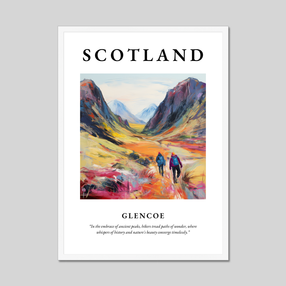 Poster in a white frame with the word Scotland