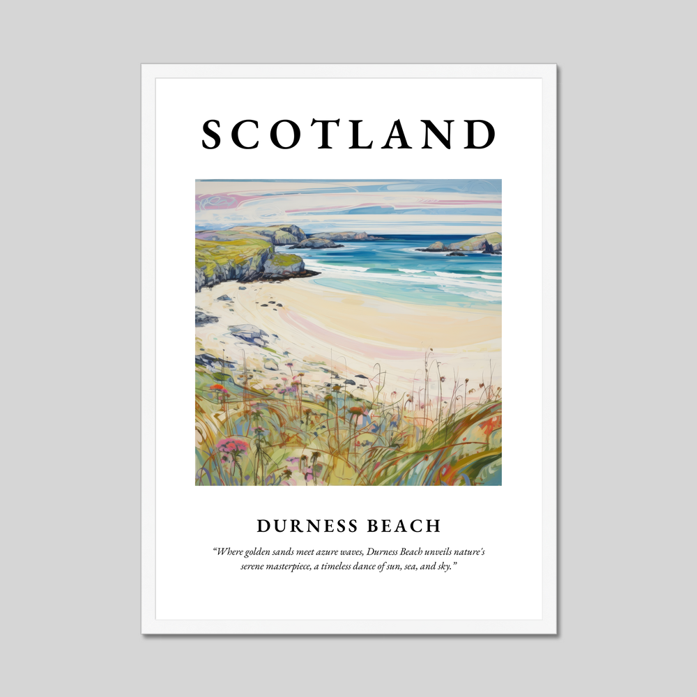 Poster in a white frame with the word Scotland