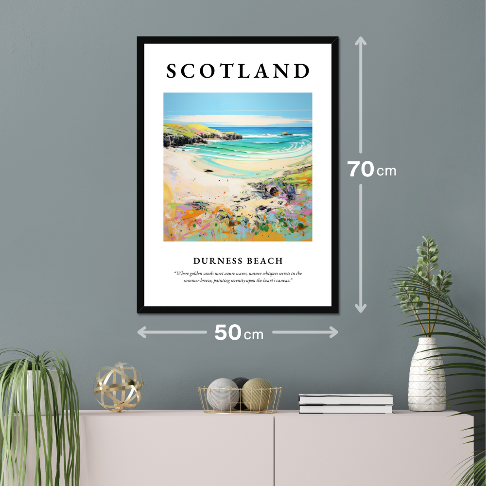 Poster of Durness Beach hanging on a wall