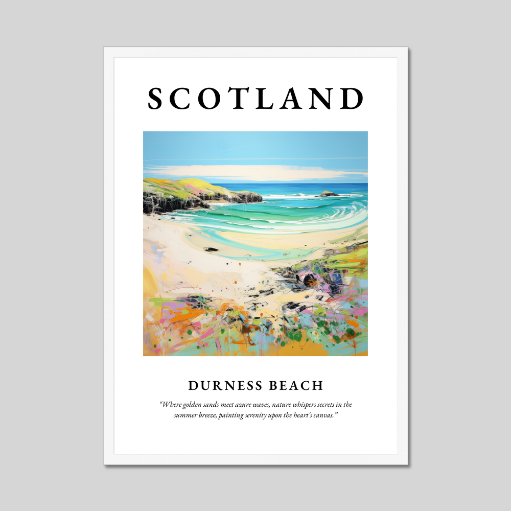 Poster in a white frame with the word Scotland