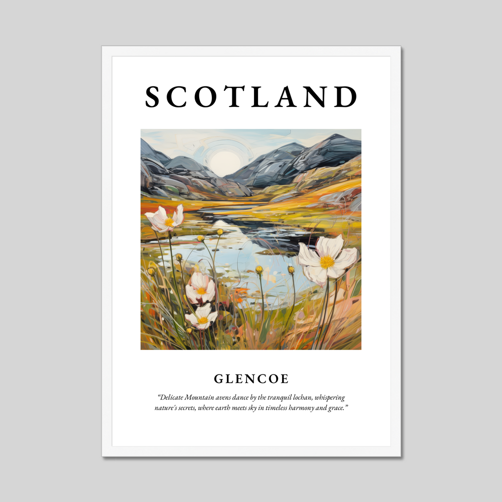Poster in a white frame with the word Scotland