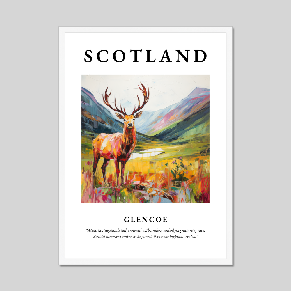 Poster in a white frame with the word Scotland