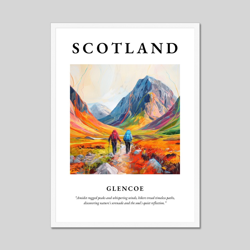 Poster in a white frame with the word Scotland