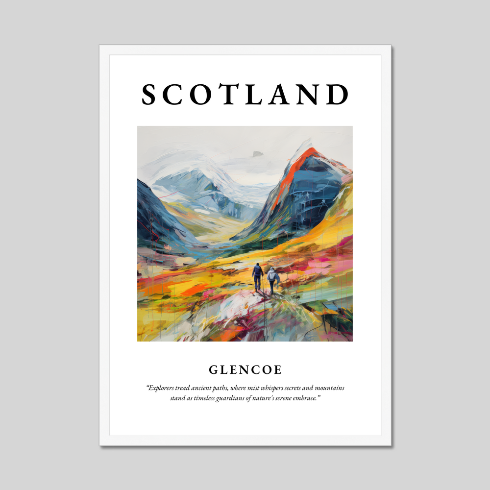 Poster in a white frame with the word Scotland