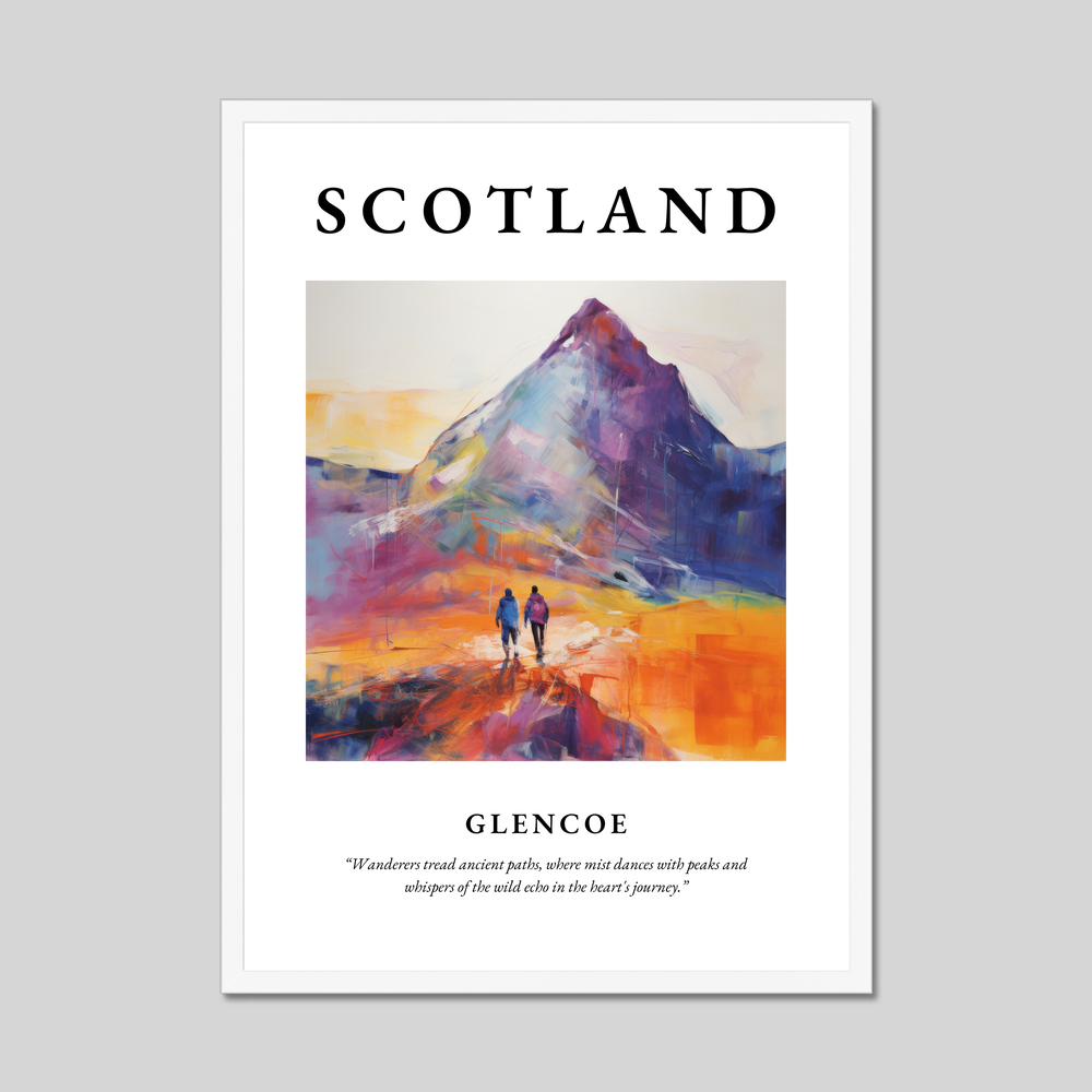 Poster in a white frame with the word Scotland