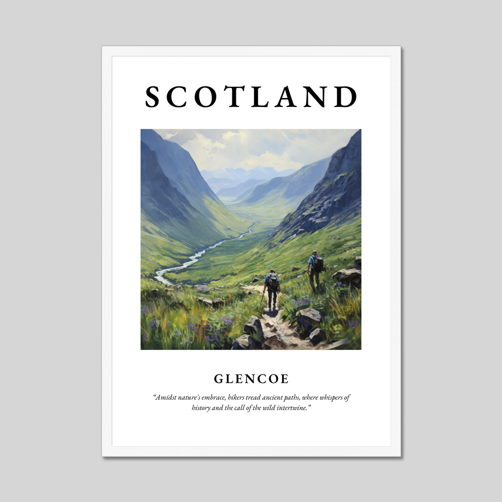 Poster in a white frame with the word Scotland