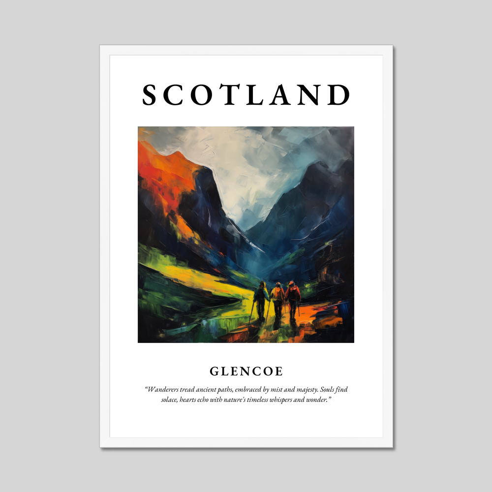 Poster in a white frame with the word Scotland