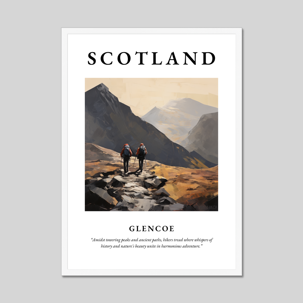 Poster in a white frame with the word Scotland