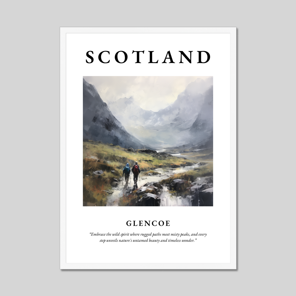 Poster in a white frame with the word Scotland