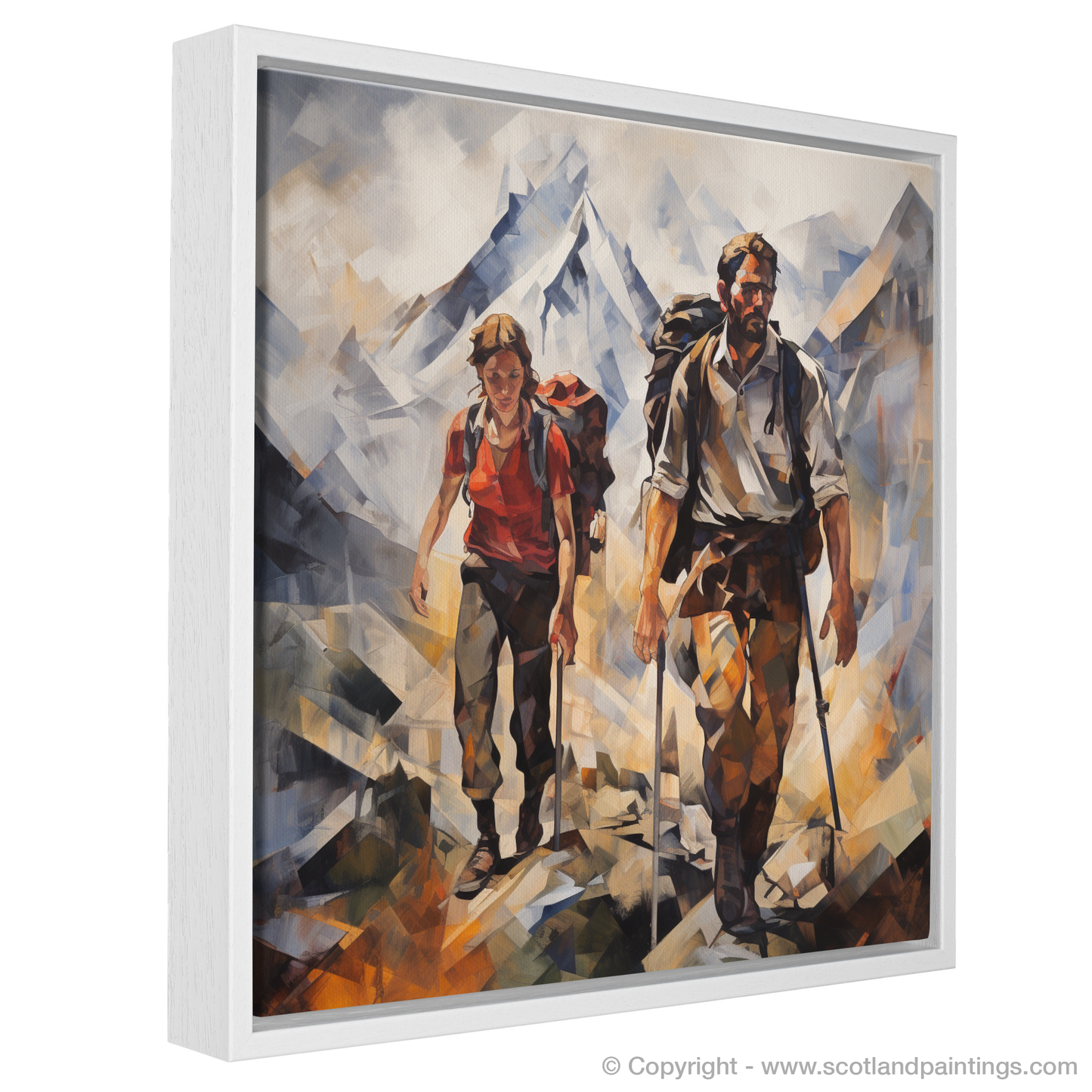 Painting and Art Print of Hikers in Glencoe entitled "Hikers Triumph in the Heart of Glencoe".