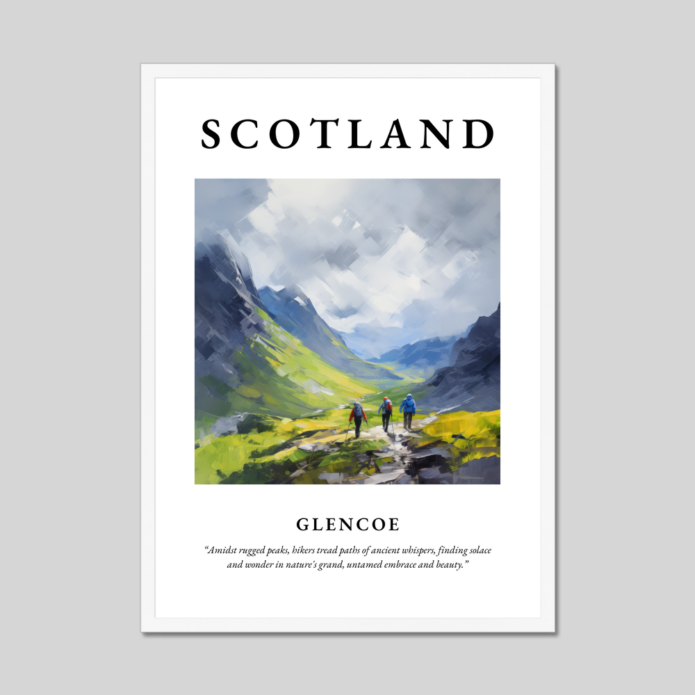 Poster in a white frame with the word Scotland