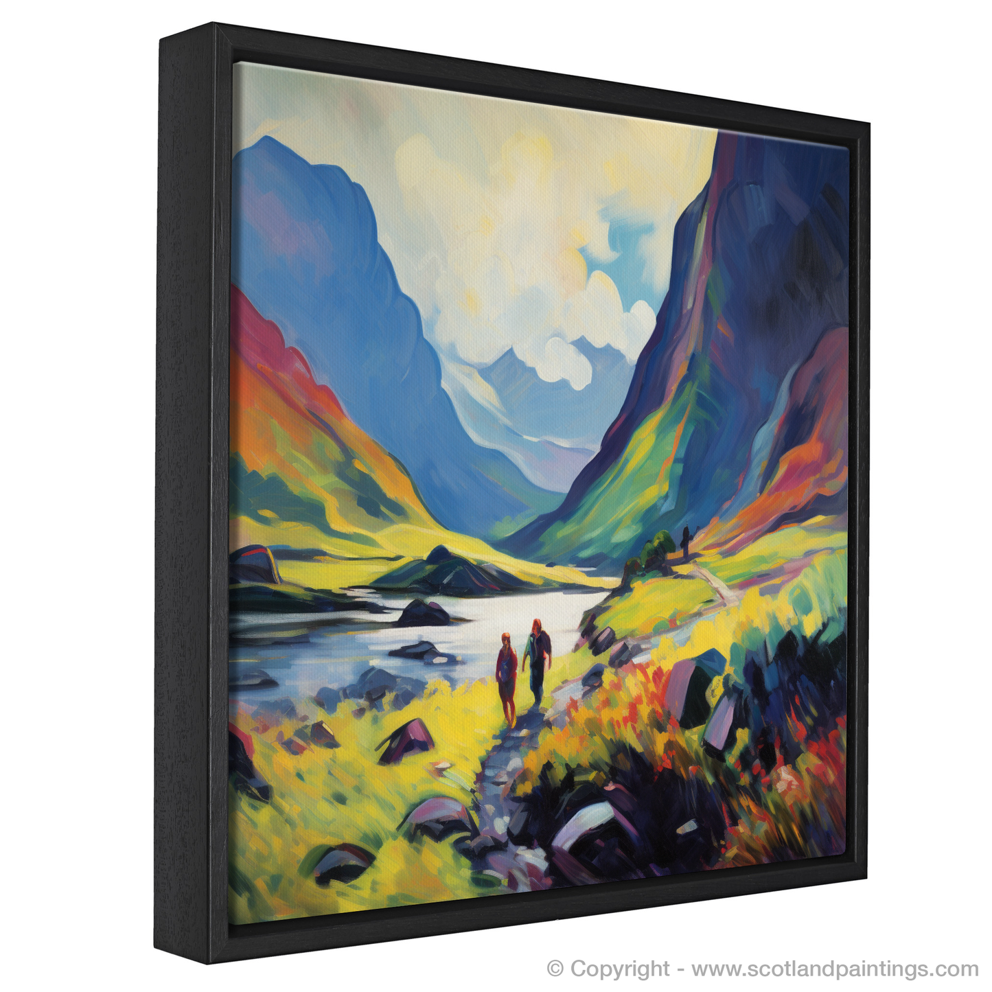 Hikers in Glencoe: A Fauvist Ode to Scotland's Wild Majesty