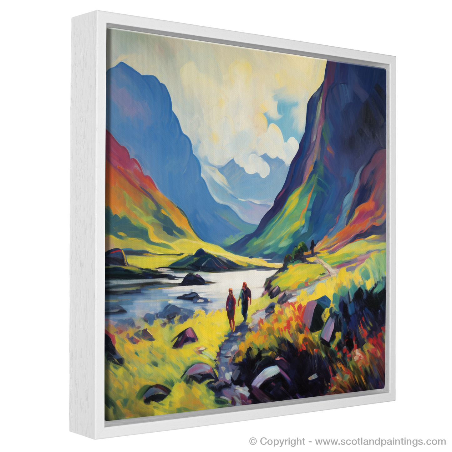 Hikers in Glencoe: A Fauvist Ode to Scotland's Wild Majesty