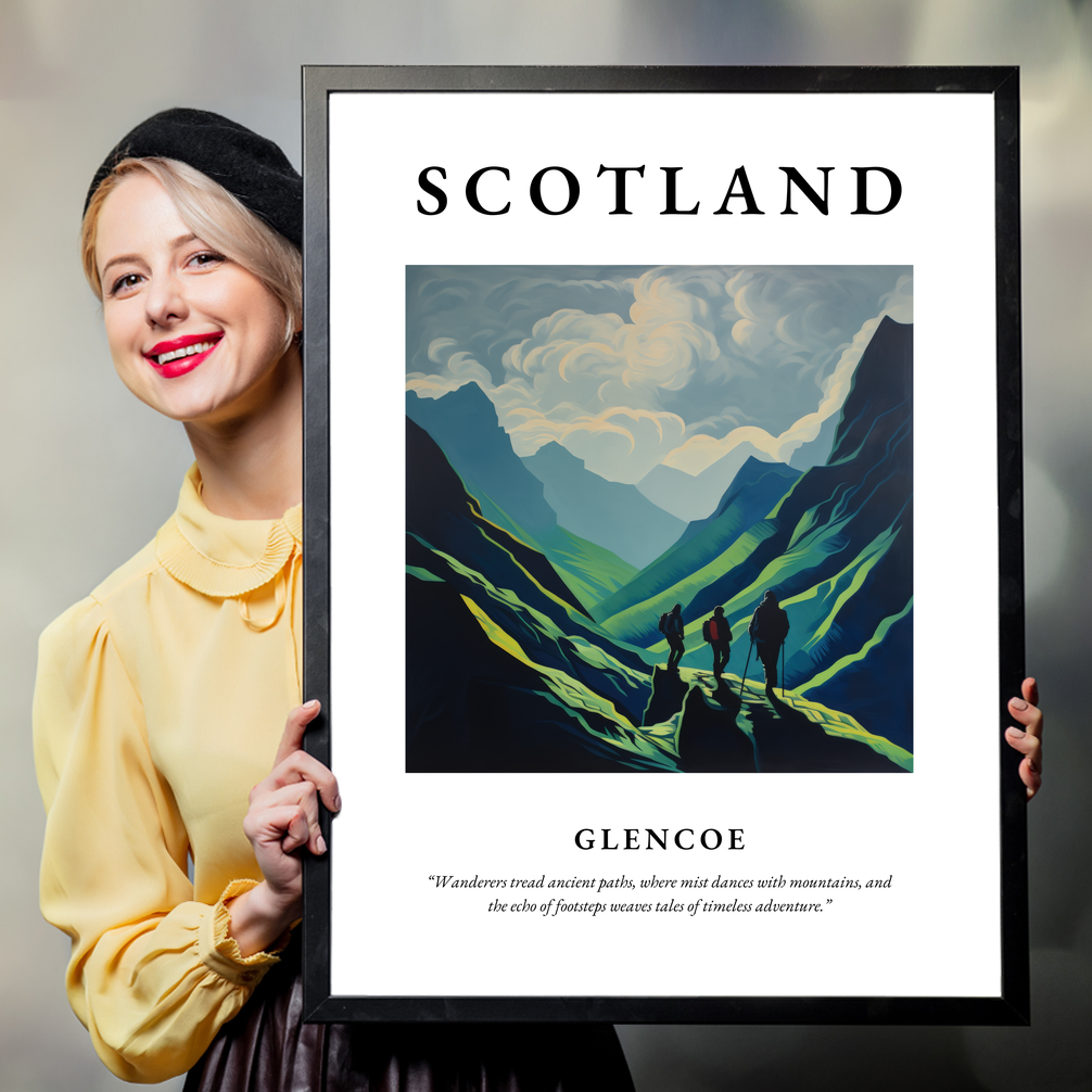 Person holding a poster of Glencoe