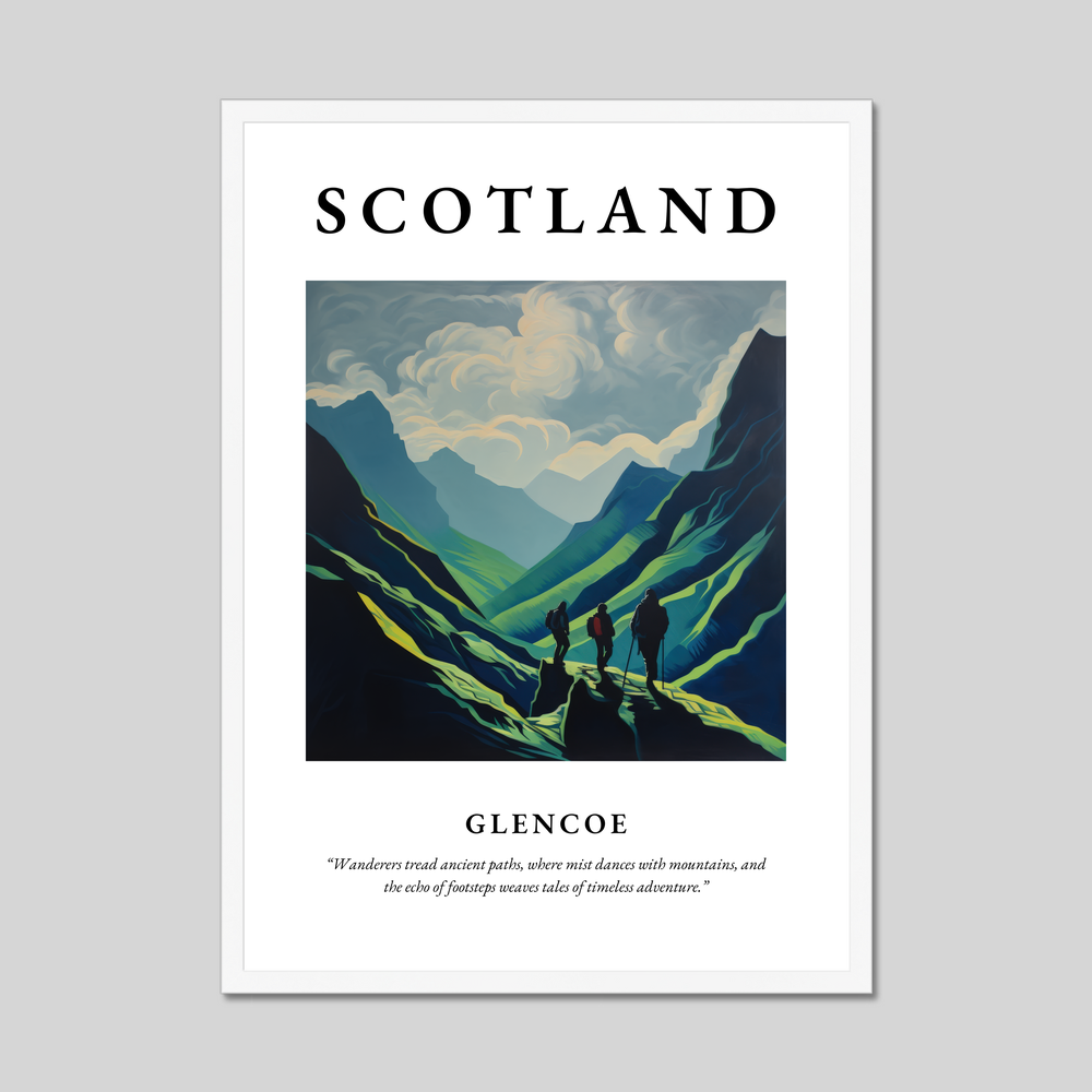 Poster in a white frame with the word Scotland