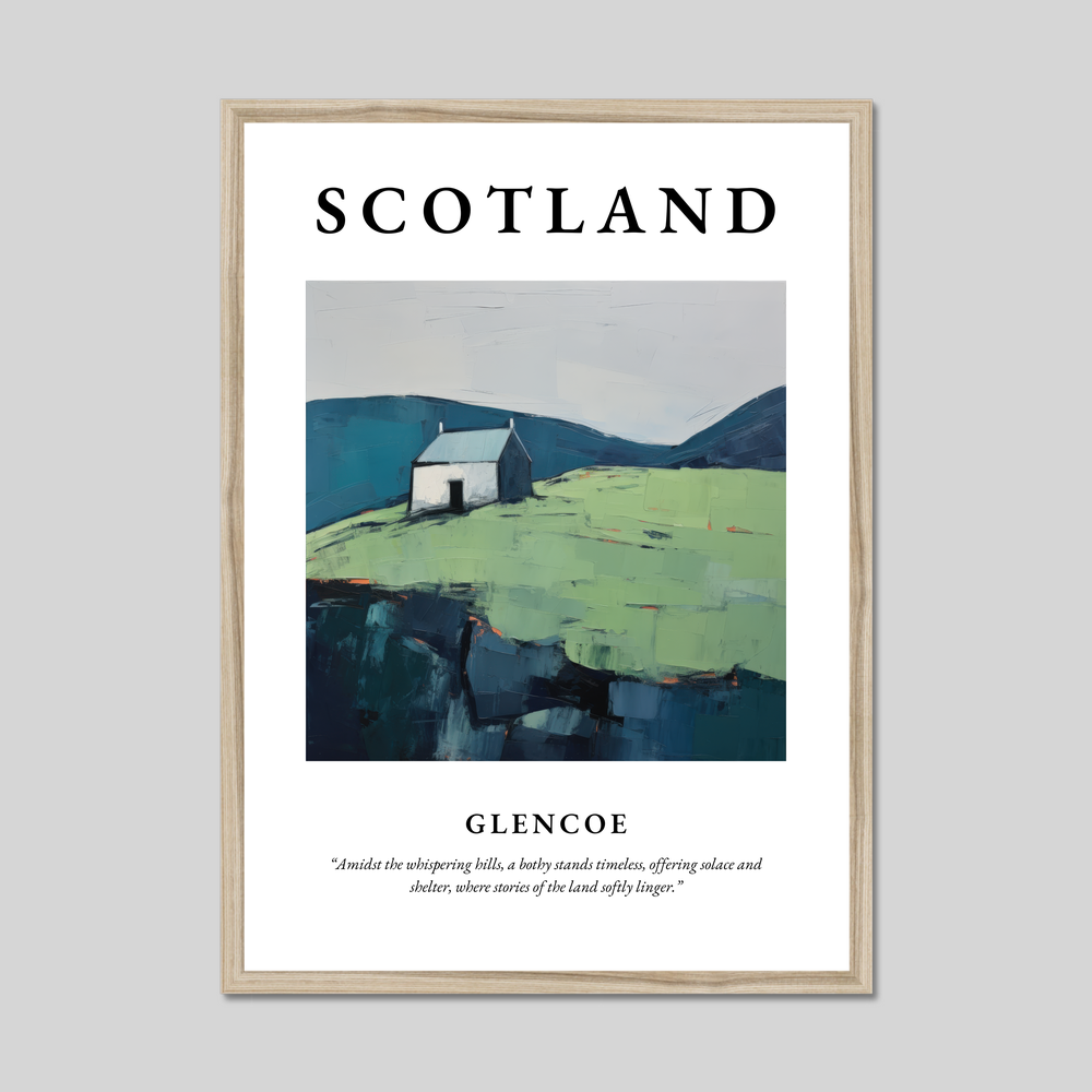 Poster in a natural frame with the word Scotland