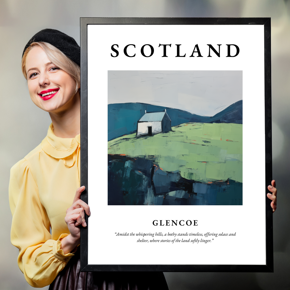 Person holding a poster of Glencoe
