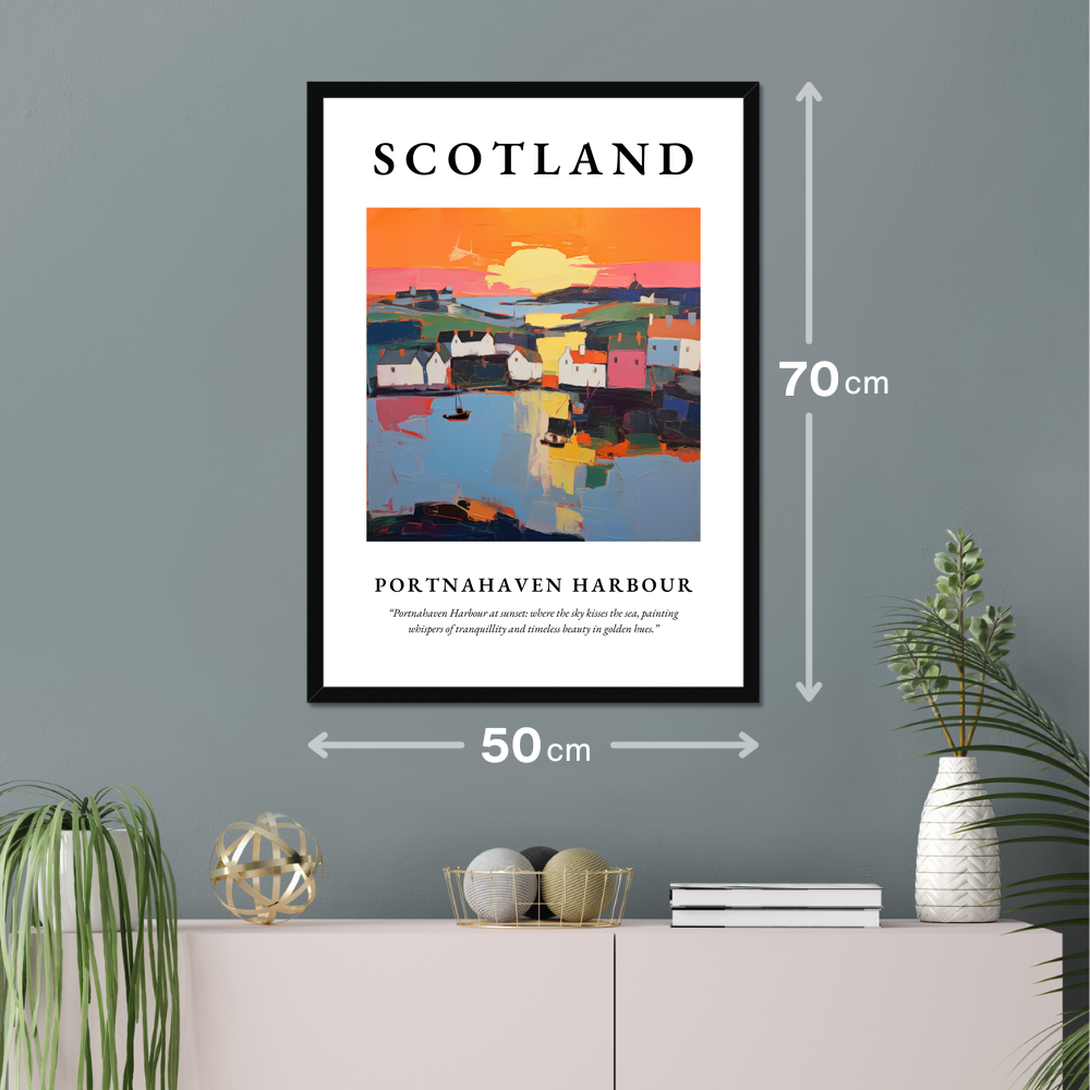Poster of Portnahaven Harbour hanging on a wall