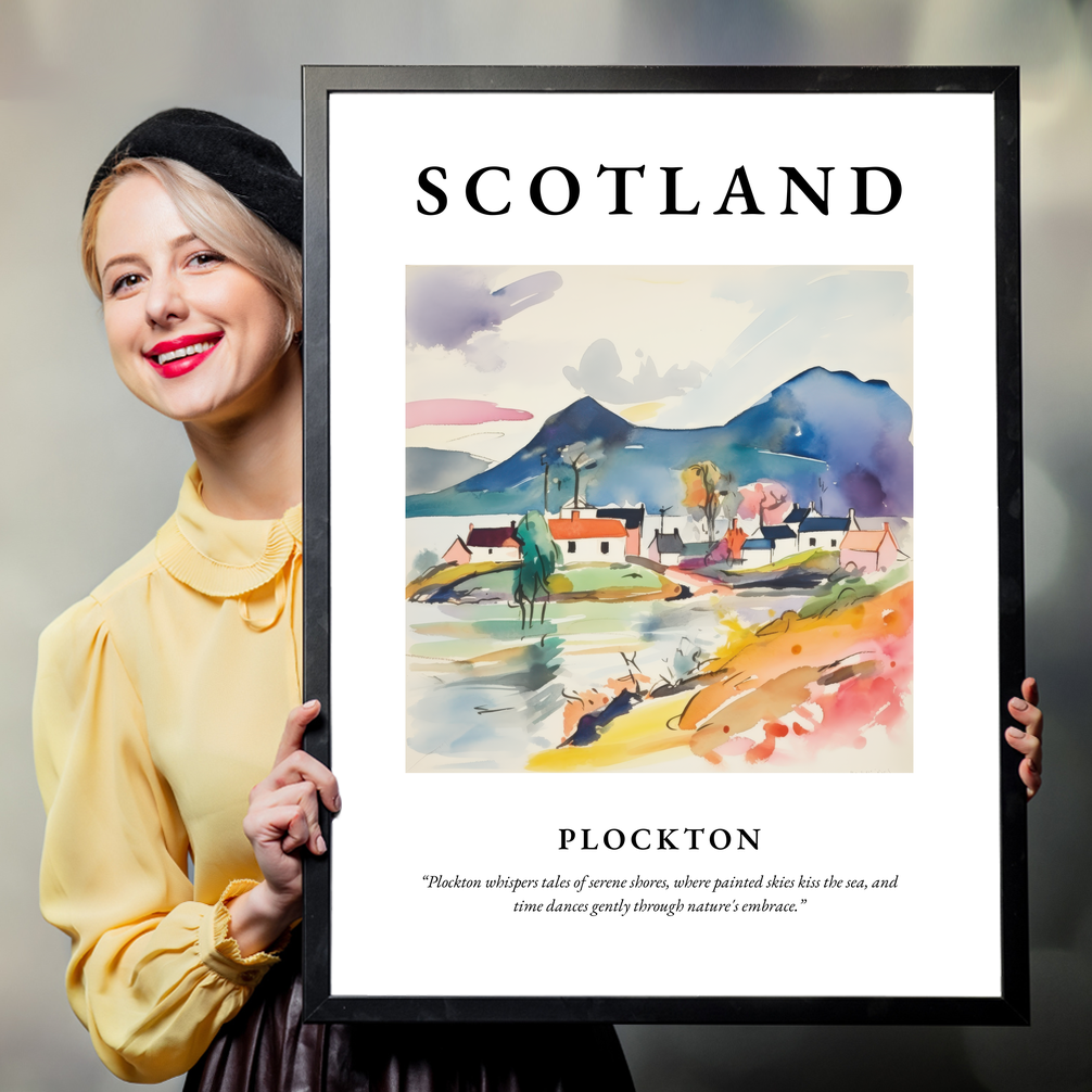 Person holding a poster of Plockton