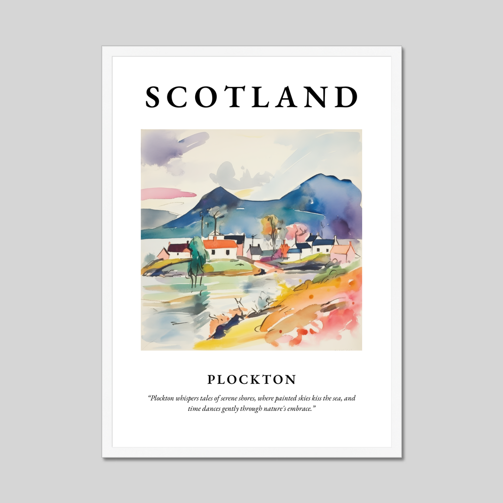 Poster in a white frame with the word Scotland