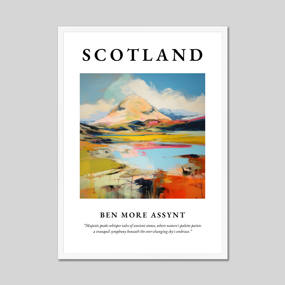 Poster in a white frame with the word Scotland