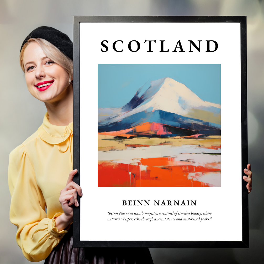 Person holding a poster of Beinn Narnain