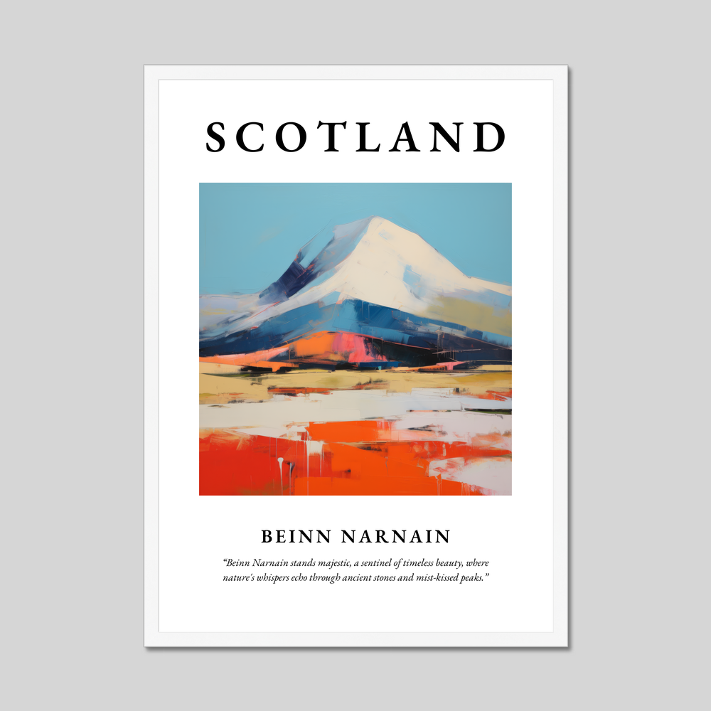 Poster in a white frame with the word Scotland