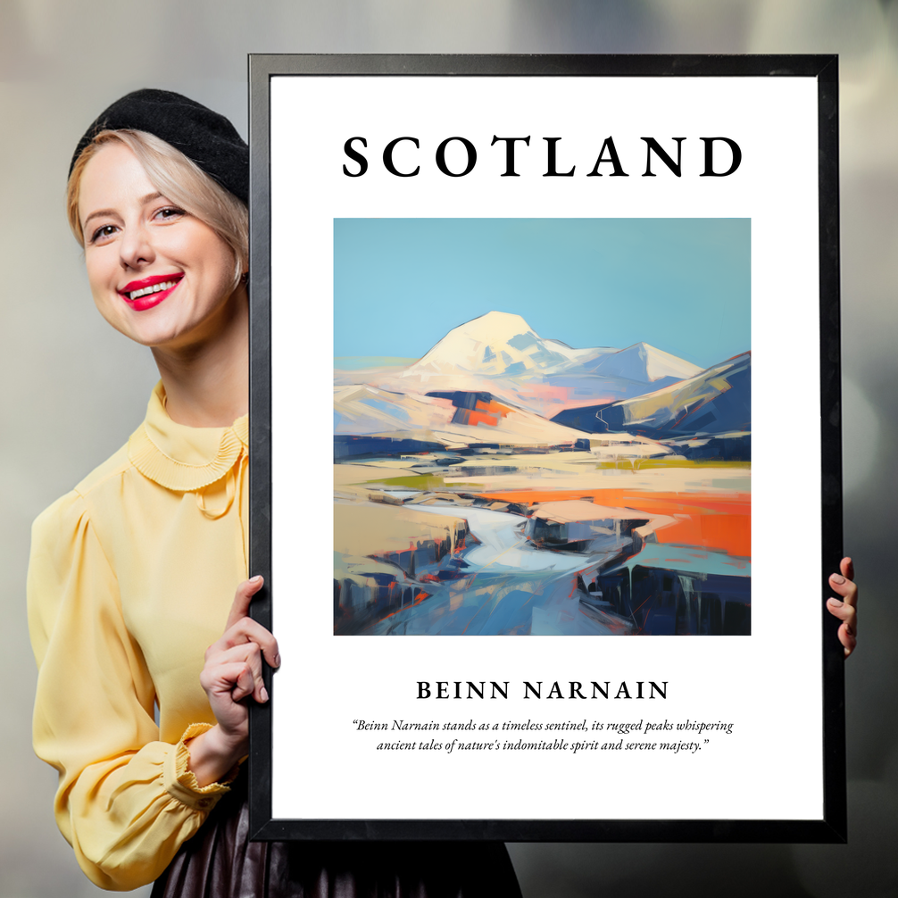 Person holding a poster of Beinn Narnain