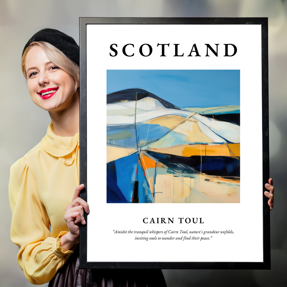 Person holding a poster of Cairn Toul